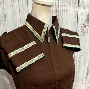 Brown Zip Up Western Show Shirt